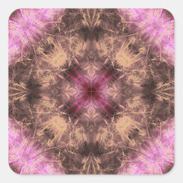 Adesivo Quadrado Energia Rosa Dourada Kaleidoscópio Arte Fractal
