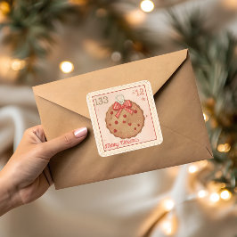 Adesivo Quadrado Enfeite de Biscoito de Natal Vintage