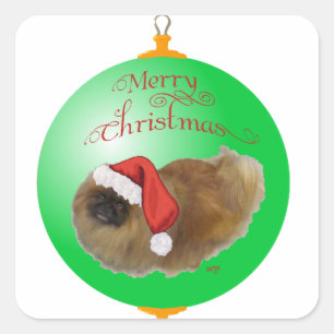 Adesivo Quadrado Enfeite de Natal do Pequinês