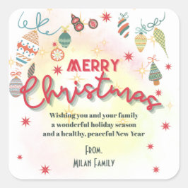 Adesivo Quadrado Enfeites bonitos convite de festas de Natal
