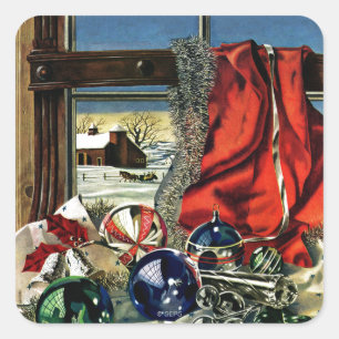 Adesivo Quadrado Enfeites de natal