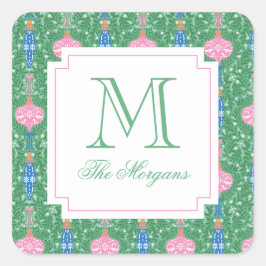 Adesivo Quadrado Enfeites de natal Festivos Presente Monograma