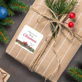 Adesivo Quadrado Enfeites de Natal Vermelhos Festivos