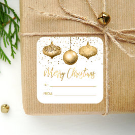Adesivo Quadrado Enfeites Glam de Ouro Feliz Natal Para De