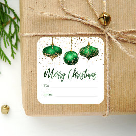 Adesivo Quadrado Enfeites Verde e Dourado Glam Natal Feliz Para De