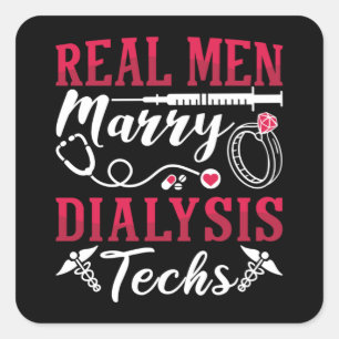 Adesivo Quadrado Enfermeira de diálise Casado Real Men Diálise Tech