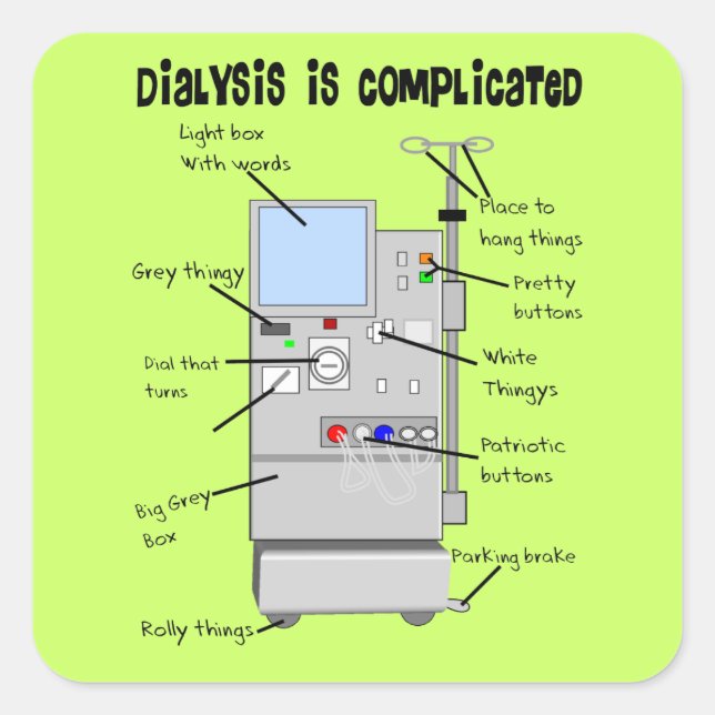 Adesivo Quadrado Enfermeira de Diálise/Presentes Engraçados Tecnoló (Frente)