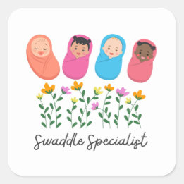 Adesivo Quadrado Enfermeira NICU Especialista em Swaddle NeoNatal