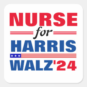 Adesivo Quadrado Enfermeira para Harris Walz Red Blue
