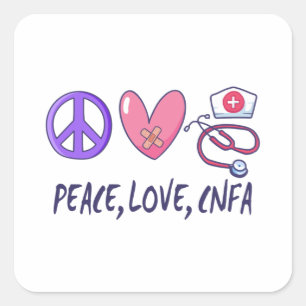 Adesivo Quadrado Enfermeira Paz Amor CNFA