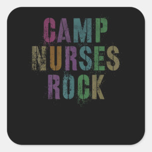 Adesivo Quadrado Enfermeiras de Acampamento Rocks Equipe Médica de