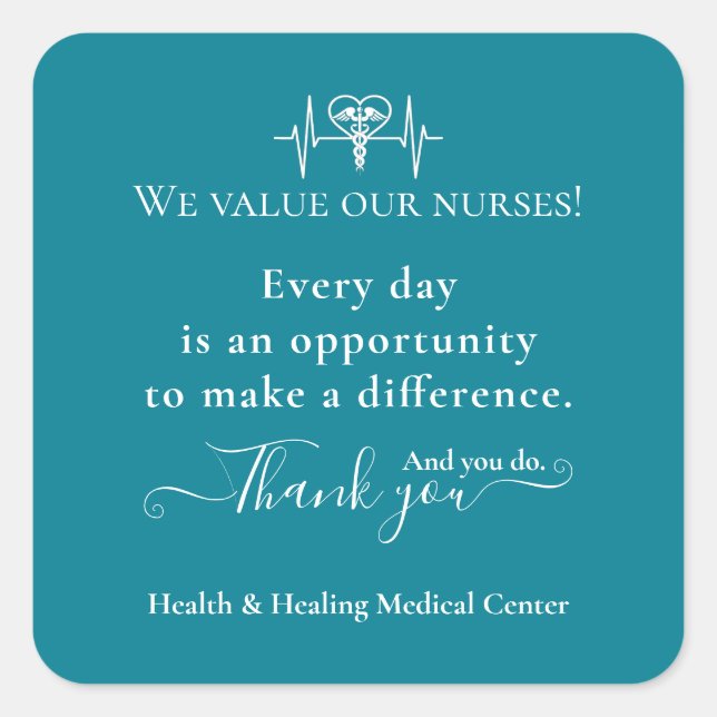 Adesivo Quadrado Enfermeiro de Apreciação com Enfermeiro Semanal (Frente)