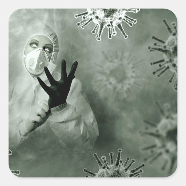 Adesivo Quadrado Enfermeiro de Coronavírus (Frente)