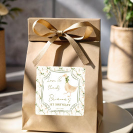 Adesivo Quadrado Enfermeiro ganso rima festa de aniversário