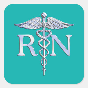 Adesivo Quadrado Enfermeiro Na moda de Núcleo Registrado em Turquo