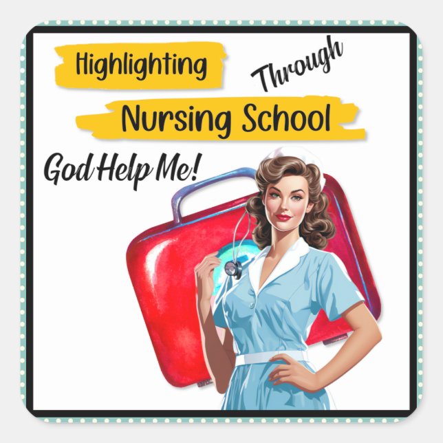 Adesivo Quadrado Enfermeiro Retroativo Pinup_ Nursing Notas (Frente)