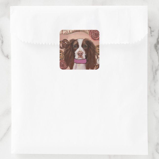 Adesivo Quadrado English Springer Spaniel    (Bolsa)
