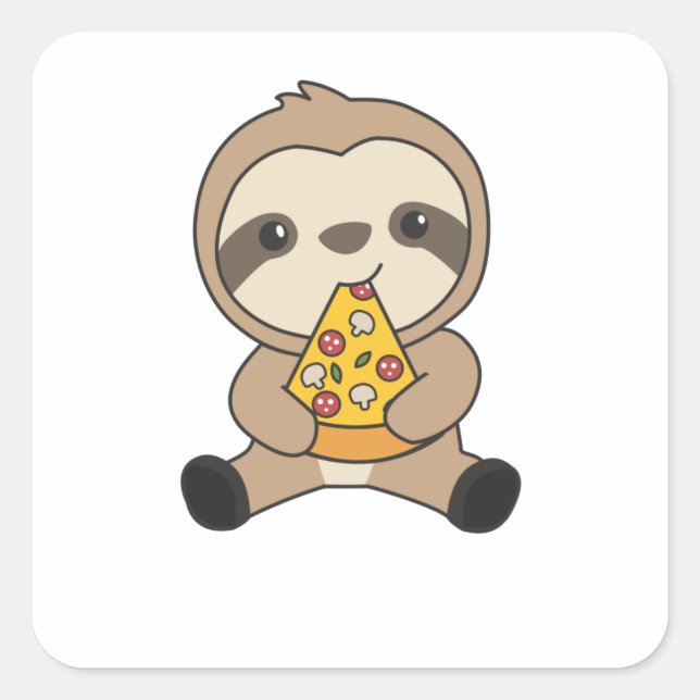 Adesivo Quadrado Engraçada Pizza Sloth Pizzas Comidas Bons Animais (Frente)