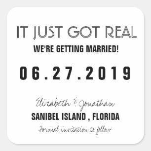 Adesivo Quadrado Engraçado, acabou de se casar, salve a data Anno