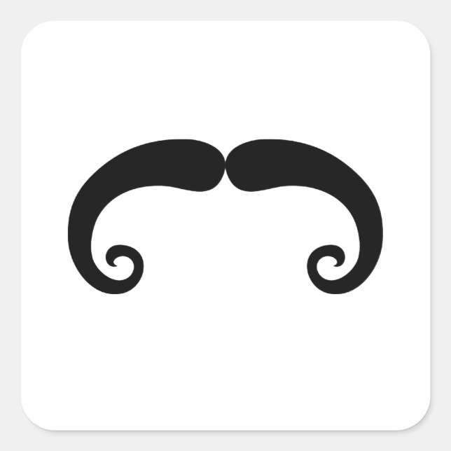 Adesivo Quadrado Engraçado bigode preto ou bigode (Frente)