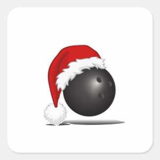 Adesivo Quadrado Engraçado Bola de boliche de Natal Chapéu de Papai
