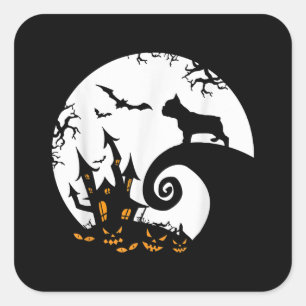 Adesivo Quadrado Engraçado Cachorro Francês E Figurino De Hallowe