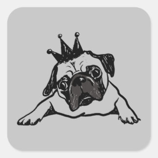 Adesivo Quadrado Engraçado Cachorro Rei