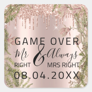 Adesivo Quadrado Engraçado Casamento, Sr. Certo. Sempre O Jogo Da D