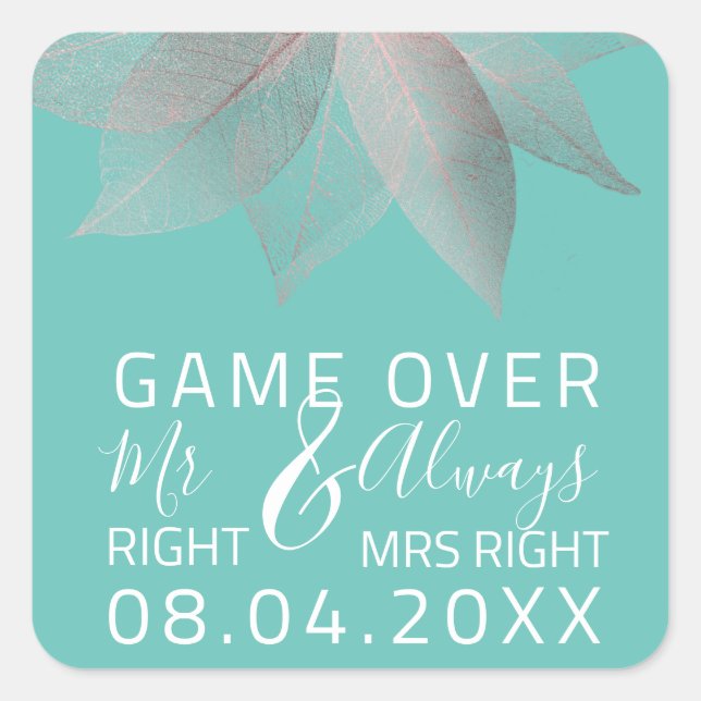 Adesivo Quadrado Engraçado Casamento, Sr. Certo. Sempre O Jogo Da D (Frente)