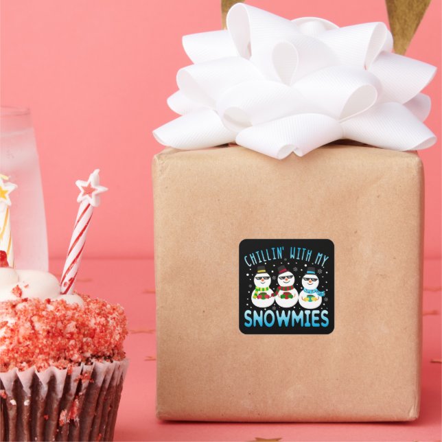 Adesivo Quadrado Engraçado Chilling Com Meu Natal De Neve (Festa)