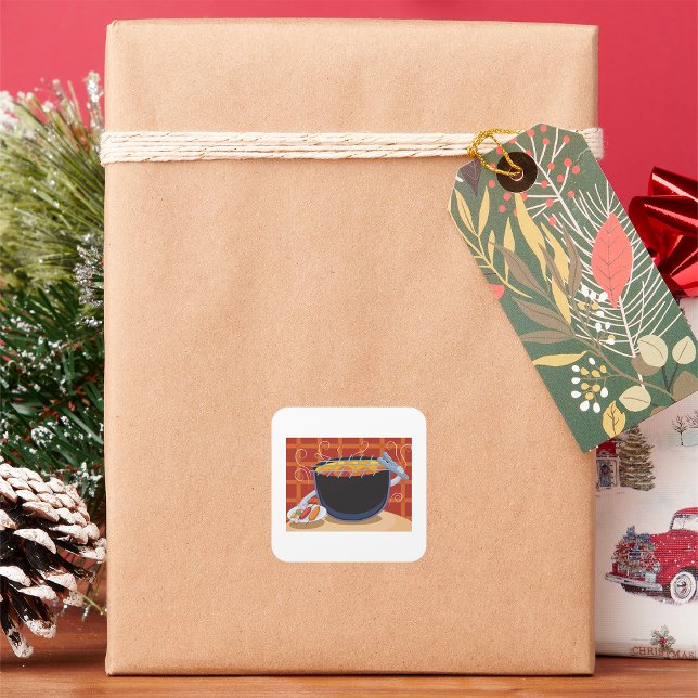 Adesivo Quadrado Engraçado CHURRASCO de desenho animado com canções (Criador carregado)