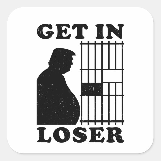 Adesivo Quadrado Engraçado Convidado Perdedor Trump para Carteira P (Frente)