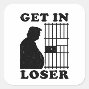 Adesivo Quadrado Engraçado Convidado Perdedor Trump para Carteira P