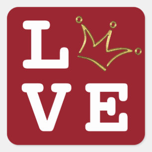 Adesivo Quadrado Engraçado Coroa ouro em amor + seu fundo