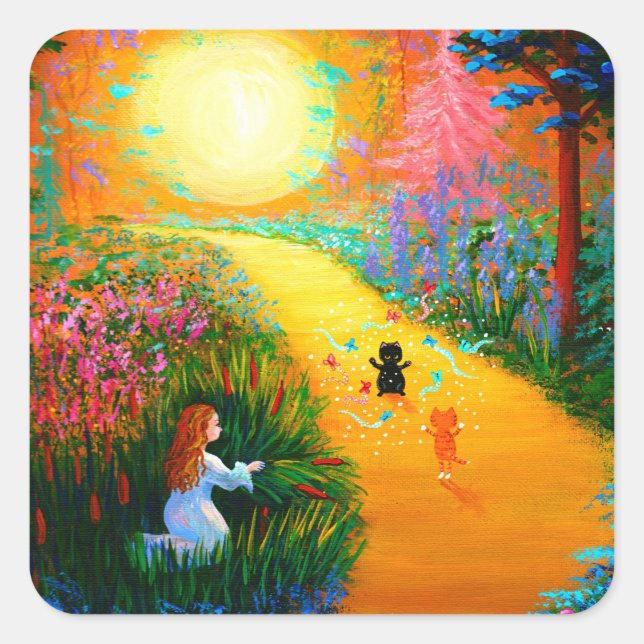 Adesivo Quadrado Engraçado Criacionardes de Gato (Frente)