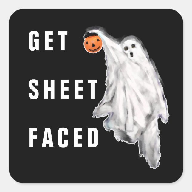 Adesivo Quadrado Engraçado de Halloween (Frente)