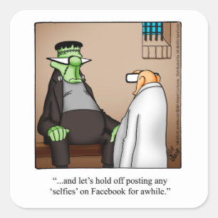 Adesivo Quadrado Engraçado Frankenstein Humor Halloween Stickers