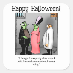 Adesivo Quadrado Engraçado Frankenstein Humor Halloween Stickers