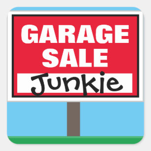 Adesivo Quadrado Engraçado Garage Sale Junkie