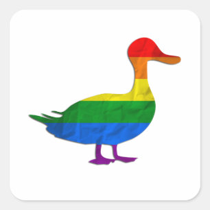 Adesivo Quadrado Engraçado Gay e Pato Orgulho Lésbico, Quack Quack