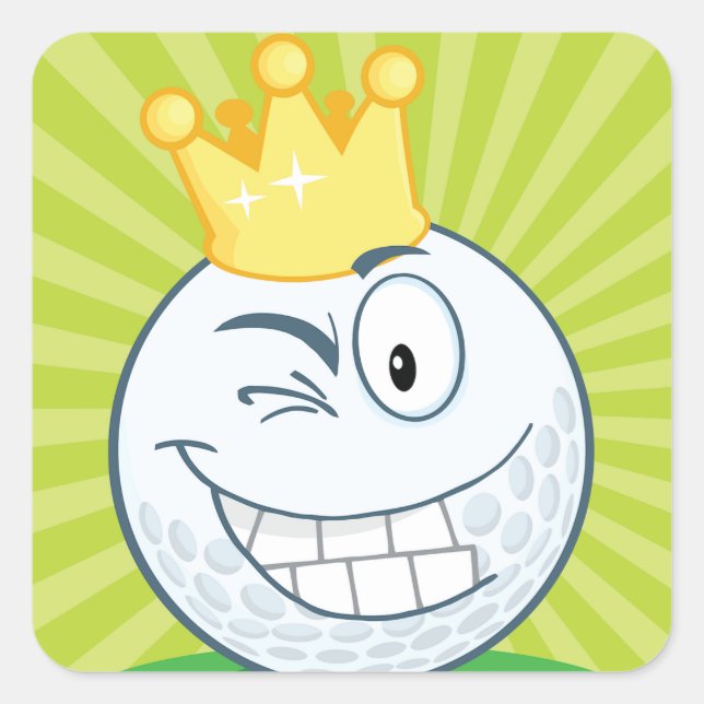 Adesivo Quadrado Engraçado Golf Ball King De Golfe (Frente)
