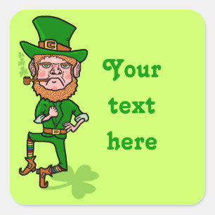 Adesivo Quadrado Engraçado Irlandês, Lucky Leprechaun