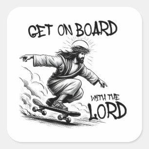 Adesivo Quadrado Engraçado Jesus Skateboard conselho Jesus