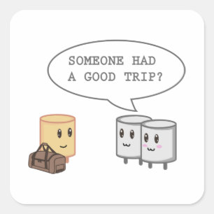 Adesivo Quadrado Engraçado Marshmallow Engraçado Acampamento Smor