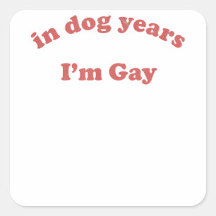 Adesivo Quadrado Engraçado nos anos de cão, sou Gay LGBT Orgulho Vi