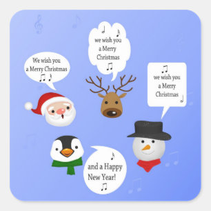 Adesivo Quadrado Engraçado nós desejamos-lhe o Feliz Natal