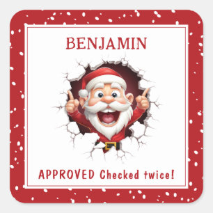 Adesivo Quadrado Engraçado Papai Noel quebrando o nome do Natal