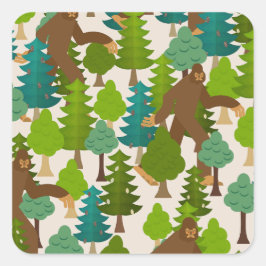 Adesivo Quadrado Engraçado Pé Grande na Floresta