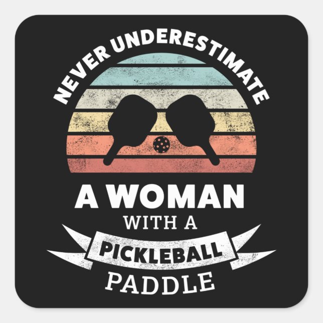 Adesivo Quadrado Engraçado Pickleball Paddle Gift para a vovó (Frente)