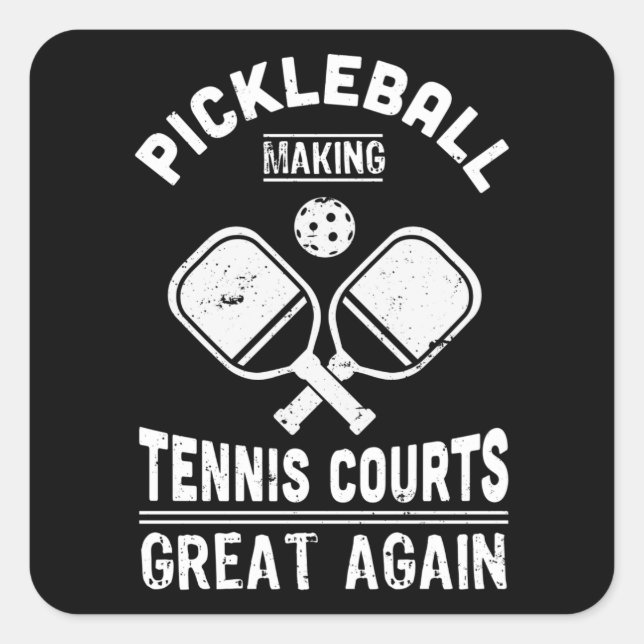 Adesivo Quadrado Engraçado Pickleball Tênis Courts Dink Gift (Frente)